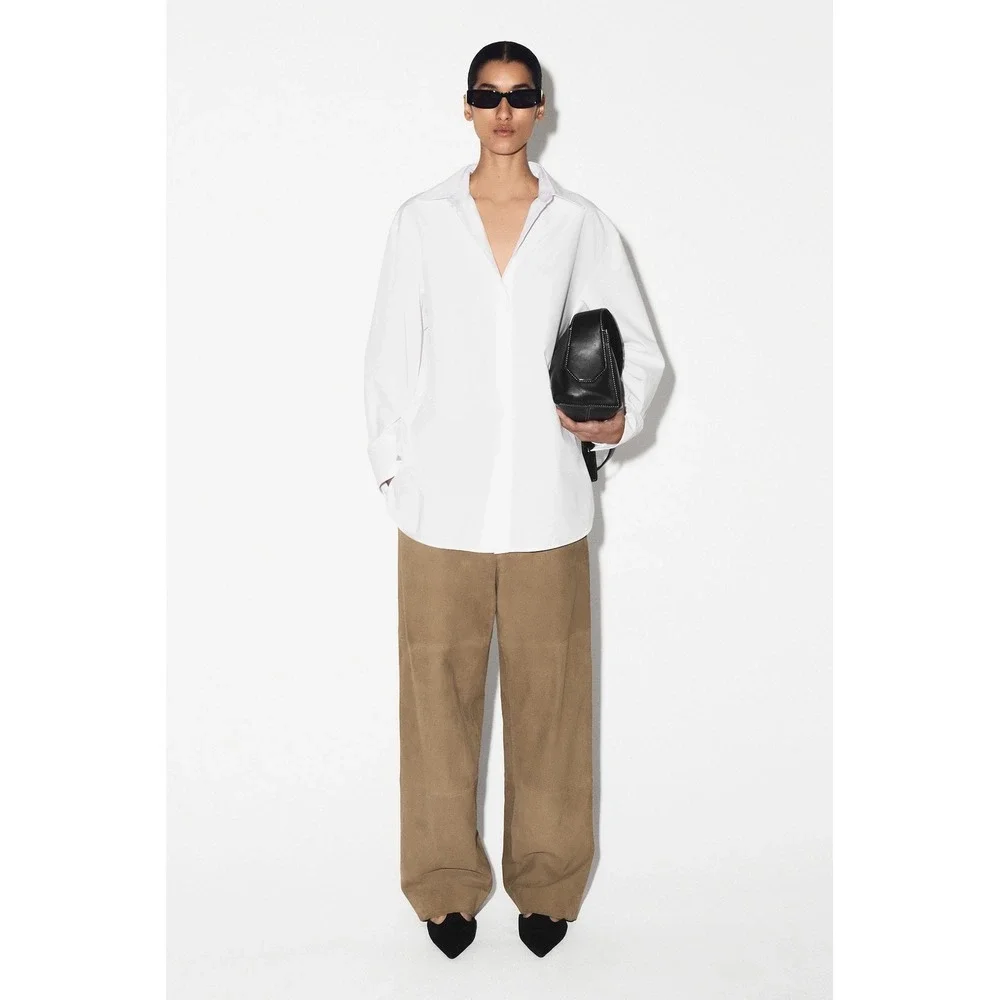 COS Longline White Cotton Button Down Shirt Size 12 Minimalist